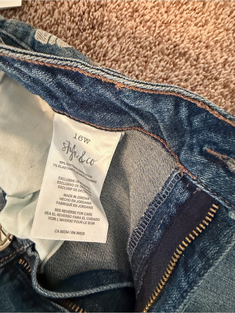 Style & Co. Blue Flare Jeans with Floral Embroidery - Picture 5 of 6